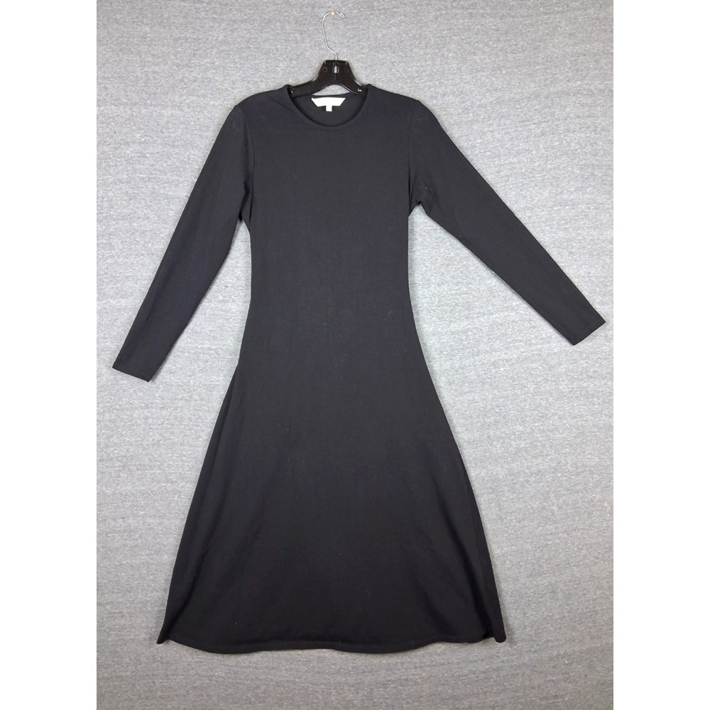 People Tree Womens Dress 10 Black 100% Organic Cotton Jersey Knit Maxi Stretch